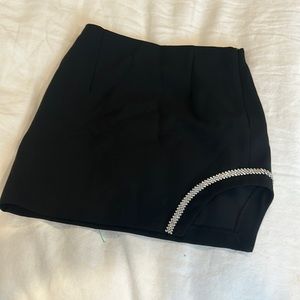 NWT Zara Black Crystal Detailed Mini Black Skirt